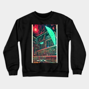 Neon Space Library Crewneck Sweatshirt